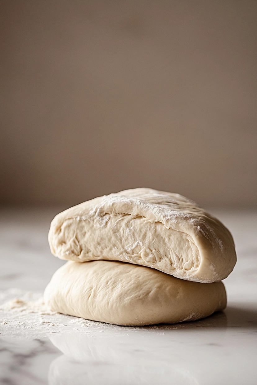 Punch the dough down and divide it into two