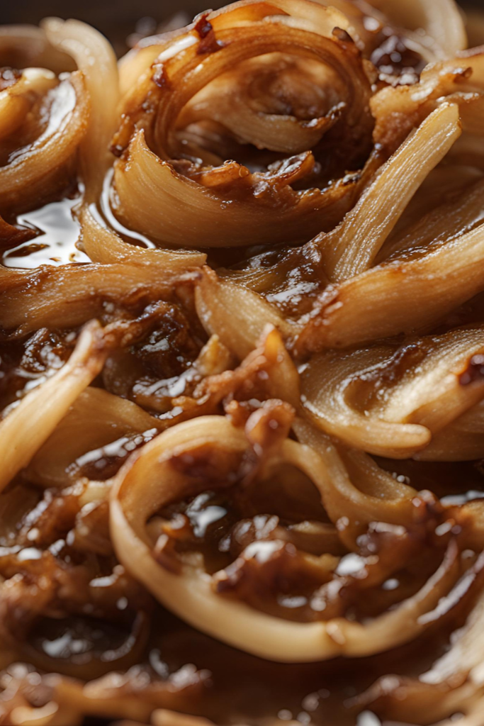 The image shows quick caramalized onion ready to serve