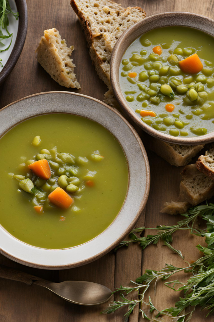 The image shows Split-Pea-Soup ready to serve