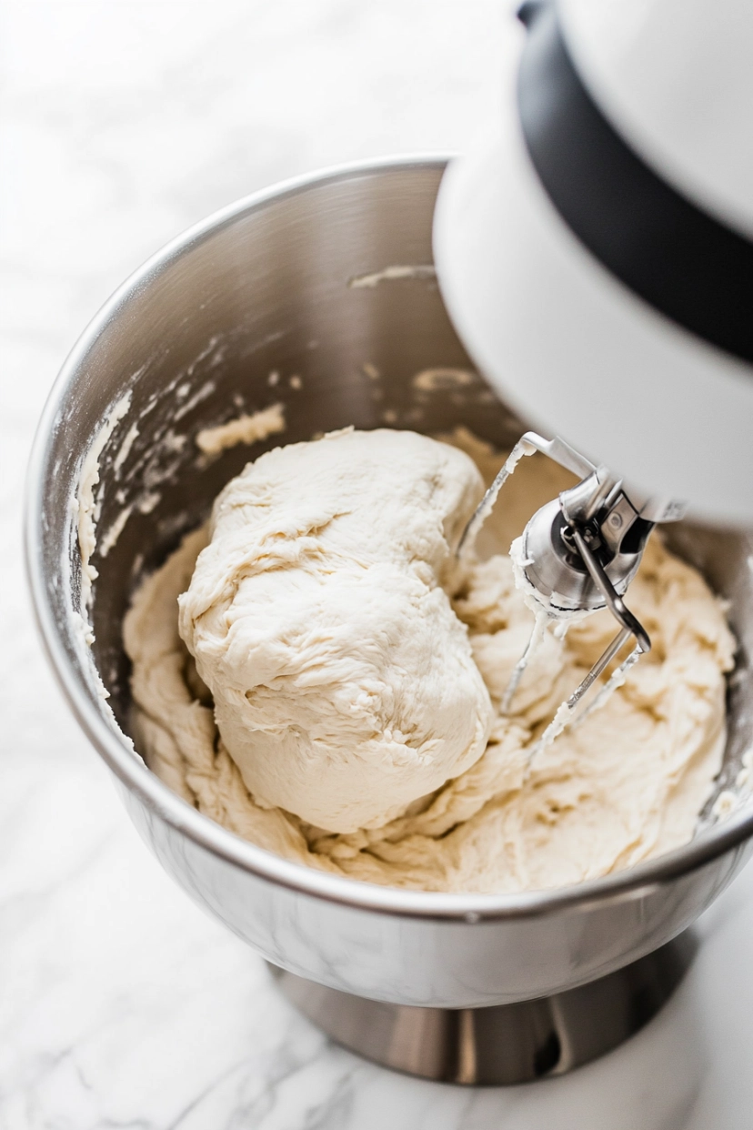 Using the dough hook attachment,