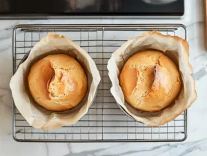 Each dough square is tightly rolled like a jelly roll on the white marble cooktop, with edges pinched to seal. The logs are rolled under palms to form uniform rounds.