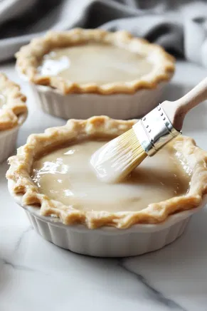 On the white marble cooktop, the remaining dough is rolled out, and lids, stars, or lattice shapes are cut. These decorative pieces are placed on top of the pies, with the edges sealed.