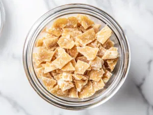 Storing the toffee saltine cracker pieces in an airtight container in the fridge, keeping them fresh and ready to enjoy