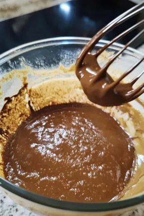 The dry ingredients being added to the wet sugar-yogurt mixture in a mixing bowl on the white marble cooktop, ready to be gently whisked.