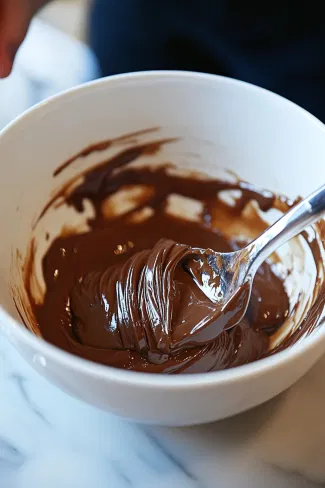 A bowl on the white marble cooktop contains dark brown sugar and cornflour being mixed together, forming a uniform blend for the butterscotch sauce base.