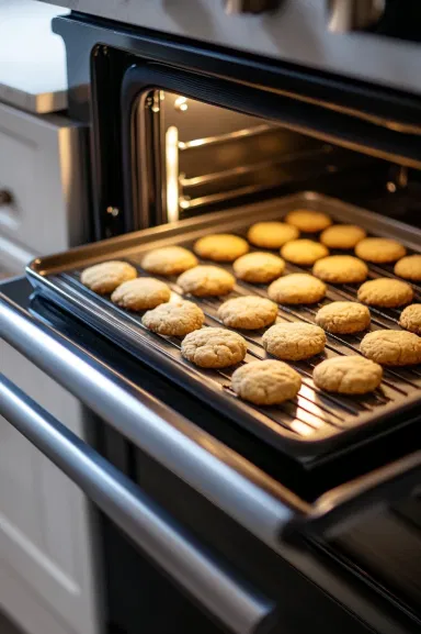 The snickerdoodle cookie dough balls on the baking sheet, ready to be baked in the oven at 375°F for 10 minutes.