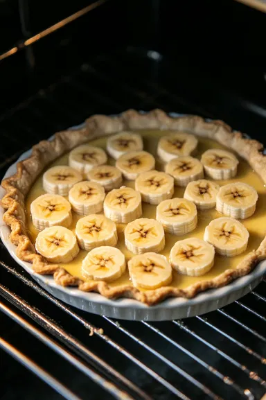 The baked pie cooling on a wire rack on the white marble cooktop. Once cooled, the pie is transferred to the refrigerator to chill for at least 1 hour before serving