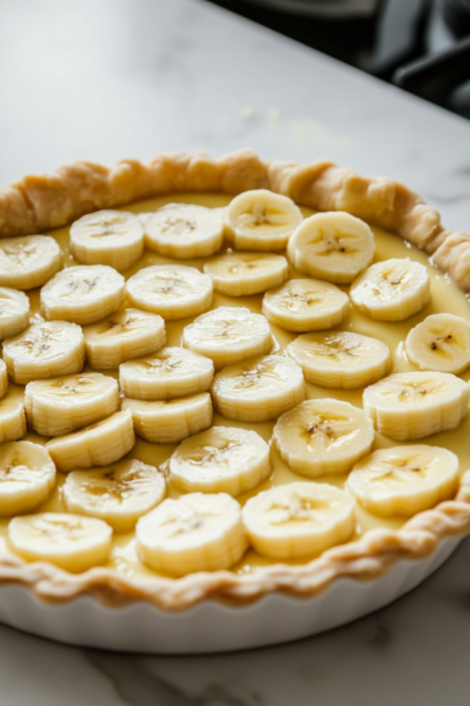 The baked pie cooling on a wire rack on the white marble cooktop. Once cooled, the pie is transferred to the refrigerator to chill for at least 1 hour before serving