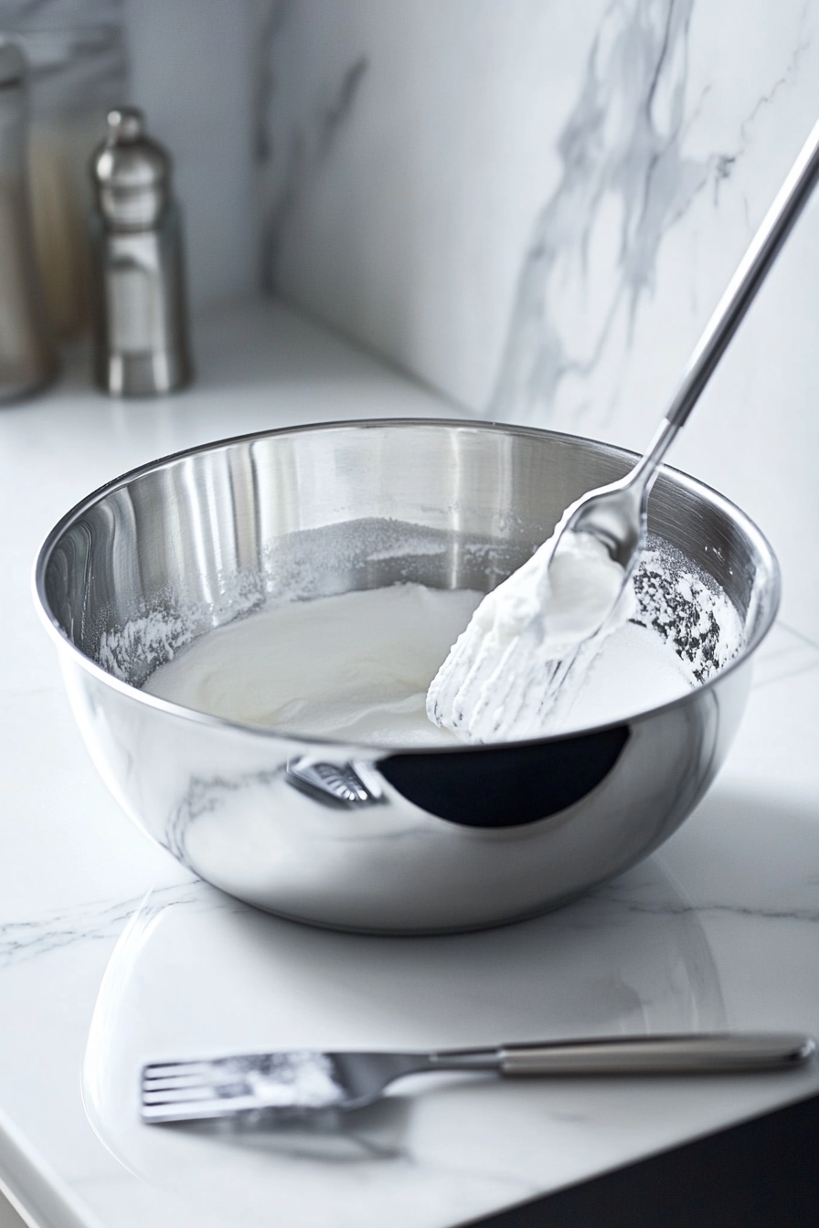 White sugar and softened butter being beaten together in a large mixing bowl using a hand mixer, creating a smooth and creamy mixture