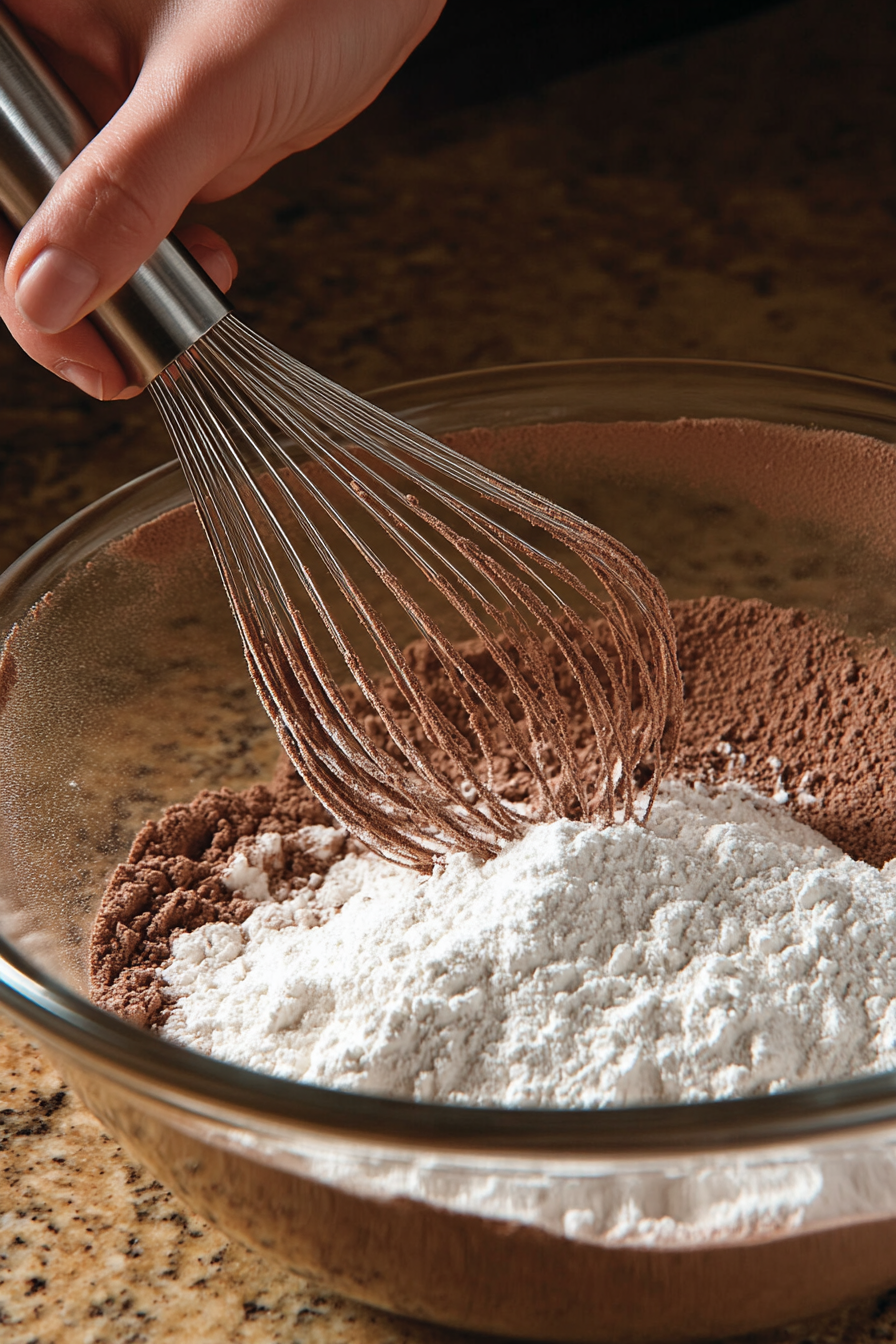 A large mixing bowl rests on a cozy wooden kitchen counter, with softened butter being whipped together with white and brown sugar. An electric hand mixer is in motion, blending the ingredients to a light, fluffy consistency