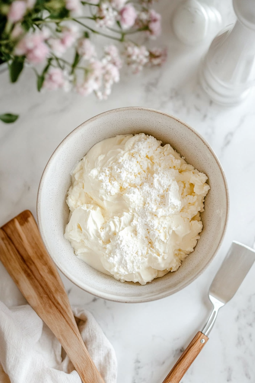 A stand mixer on a white marble cooktop is adding dry ingredients and buttermilk alternately to the creamed butter and sugar mixture. A spatula rests beside the bowl, ready to scrape the sides.