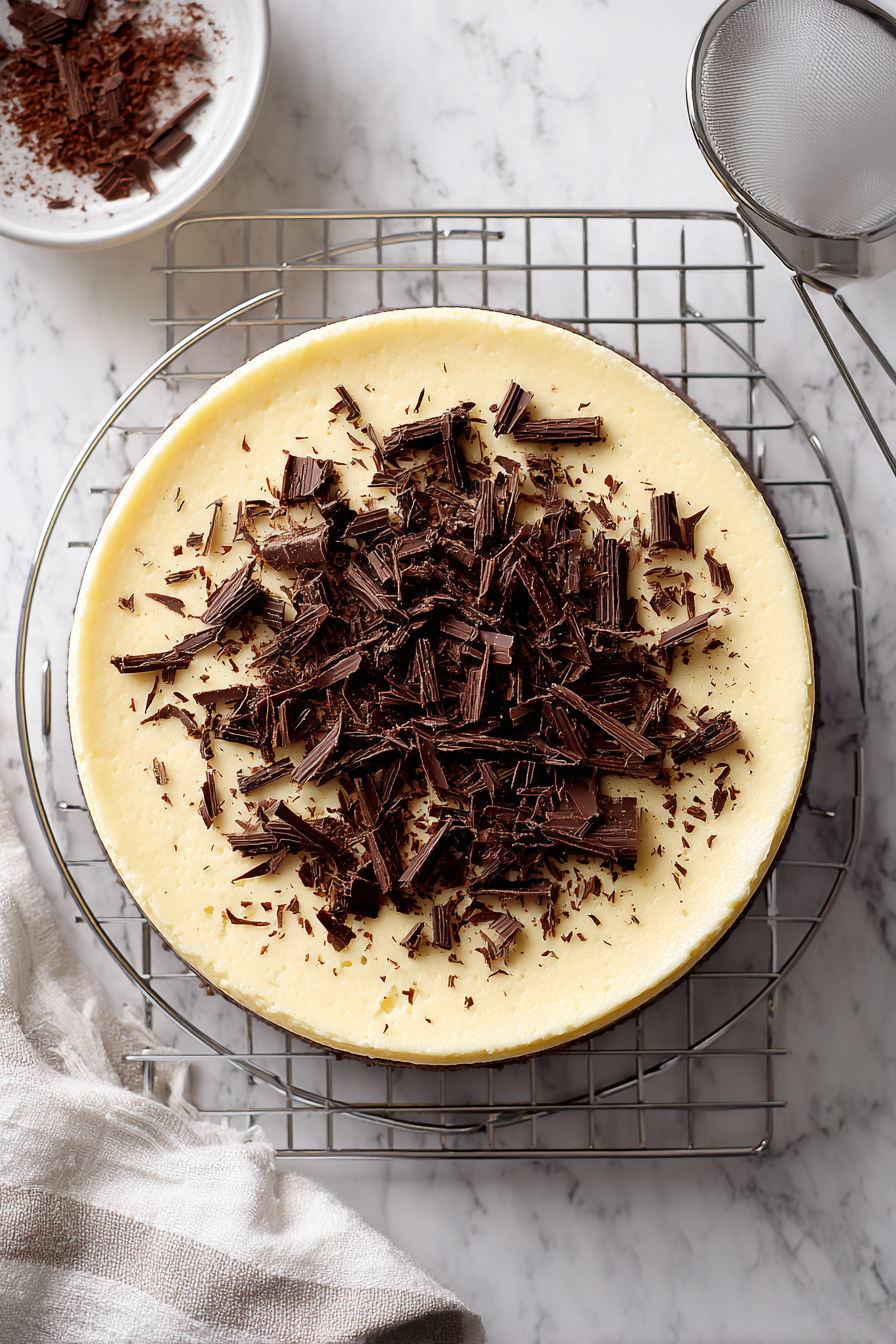 Remove cheesecake and cool on a wire rack for 30 minutes. Refrigerate for at least 3 hours or overnight.