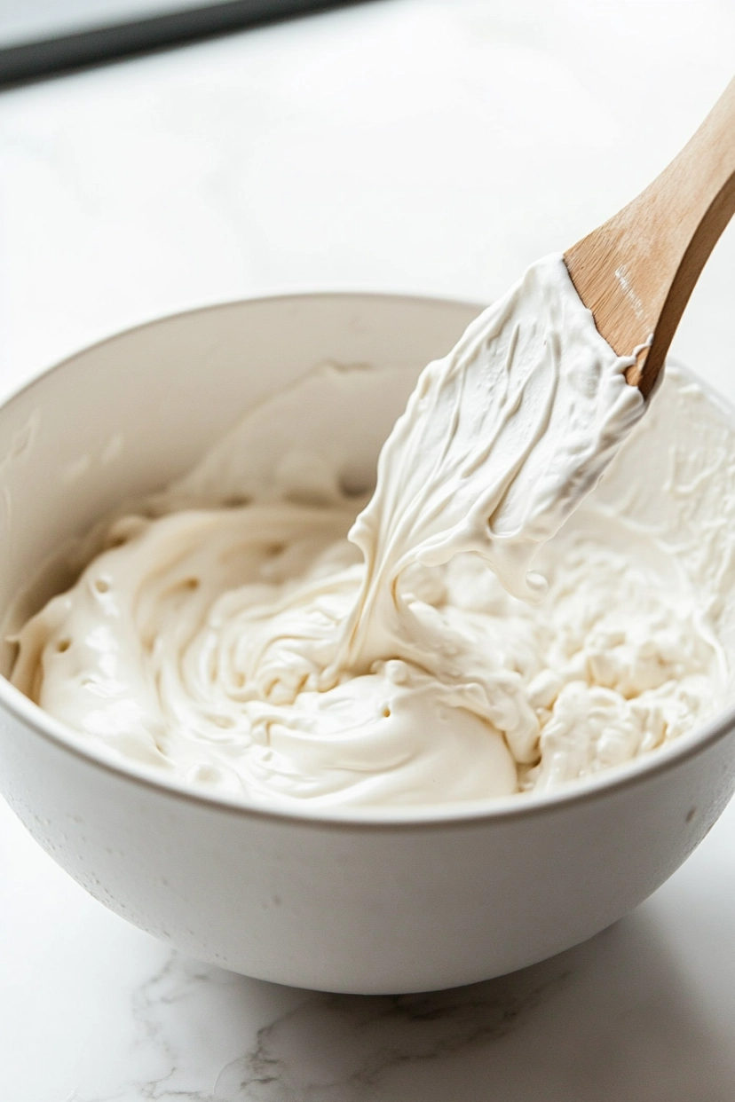 Fold meringue into dry ingredients