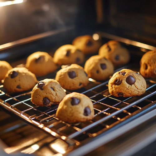 The white marble cooktop with freshly baked cookies cooling on the baking sheets for 5 minutes before being transferred to a wire rack for complete cooling."