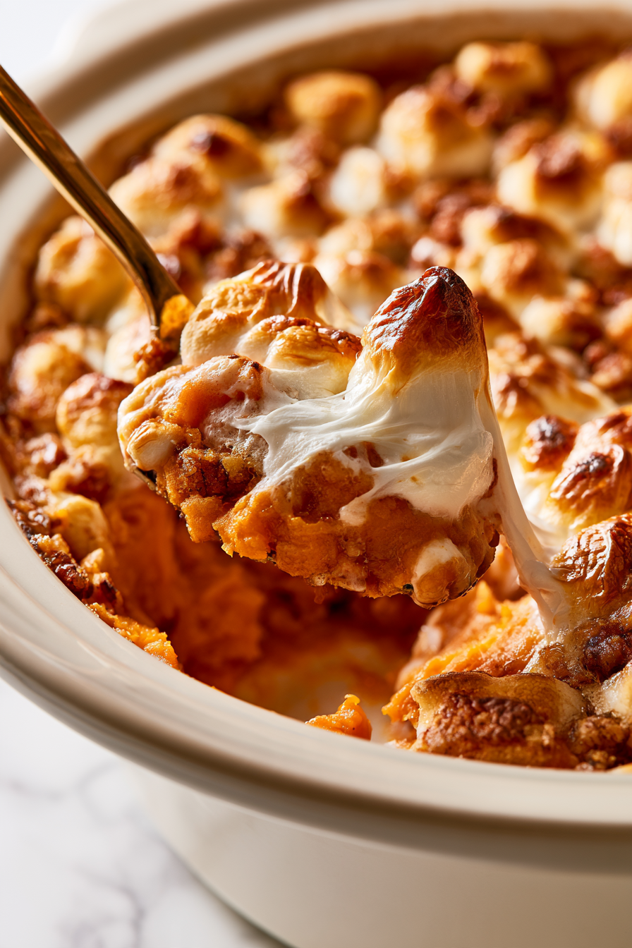 Serve Crockpot Sweet Potato Casserole with Canned Yams