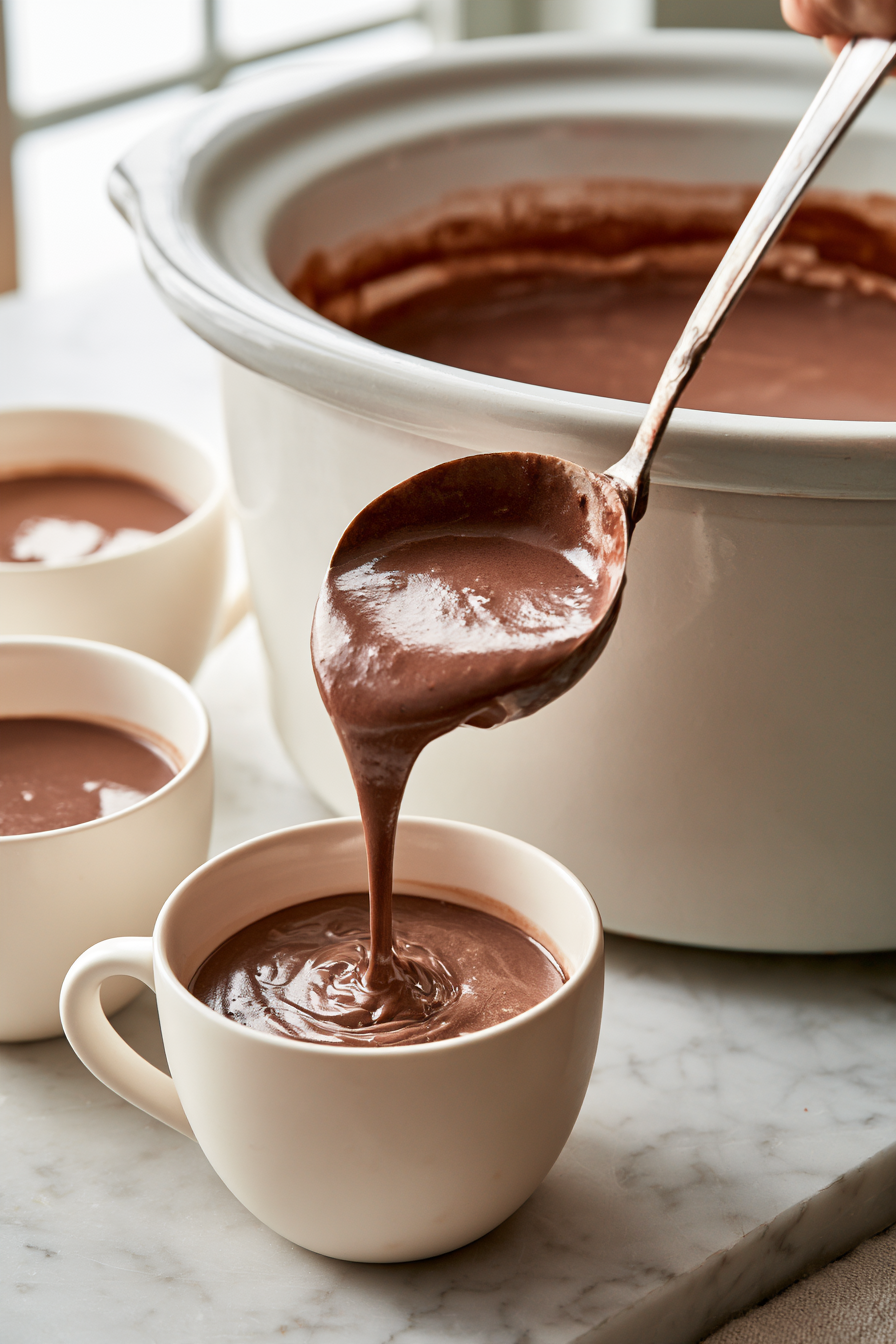Serve hot chocolate in mugs.