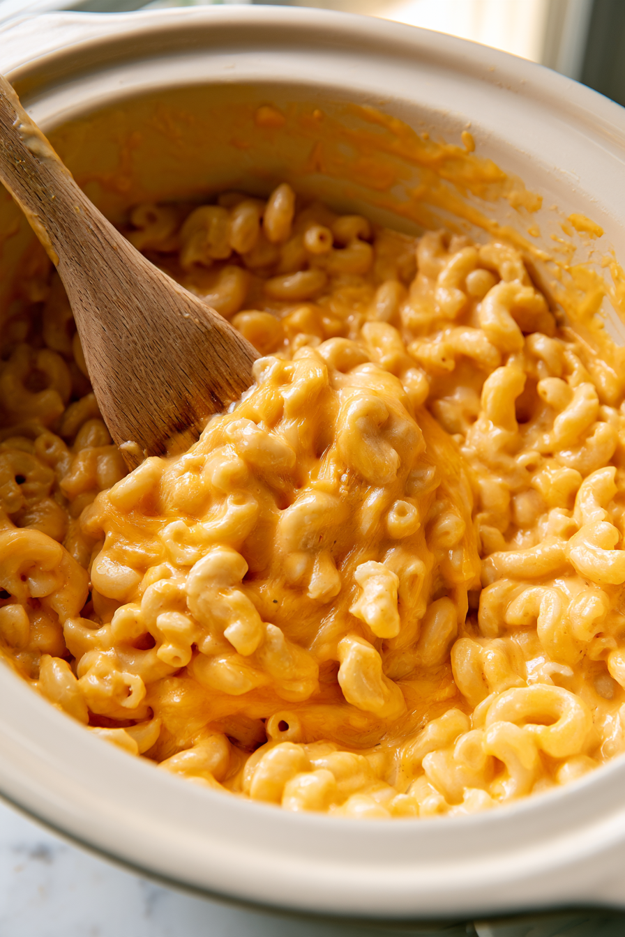 Sprinkle half of the shredded Cheddar cheese over the pasta and mix well