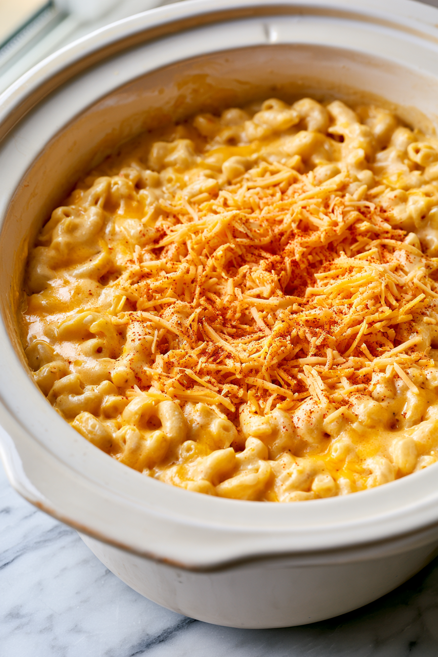 Sprinkle the remaining Cheddar cheese on top and garnish with paprika