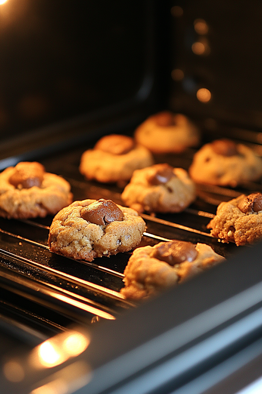 The white marble cooktop with freshly baked cookies cooling on the baking sheets for 5 minutes before being transferred to a wire rack for complete cooling."