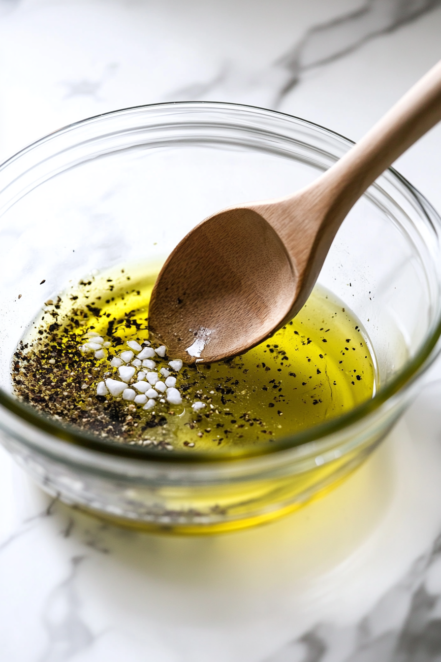 melted butter and seasoning in a glass bowl