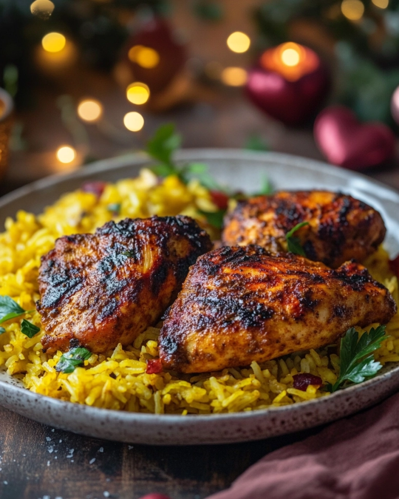 Grilled Curry Chicken with Turmeric Rice