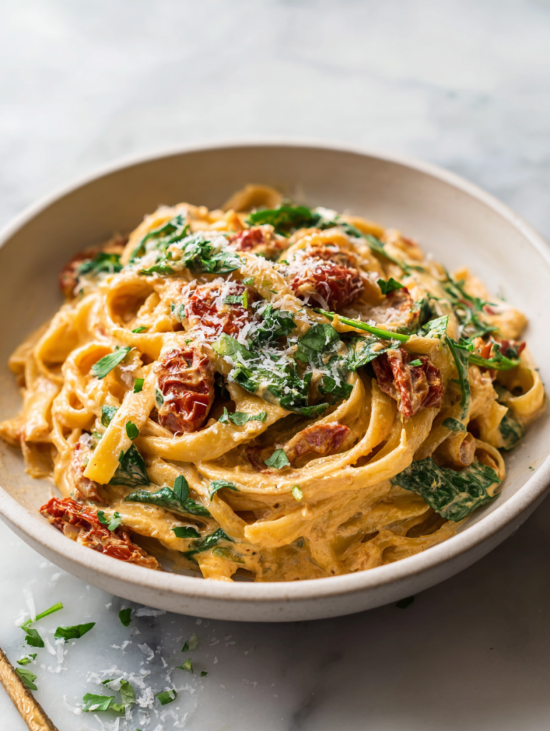 Vegan sun dried tomato pasta