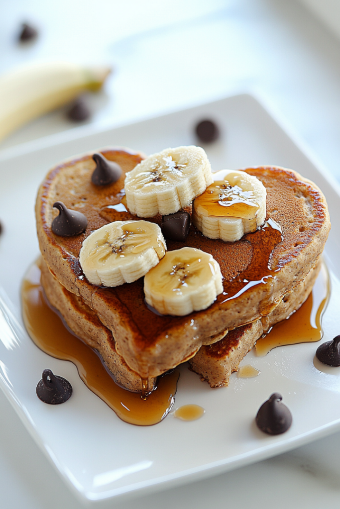 Heart-Shaped Whole Wheat Banana Pancakes