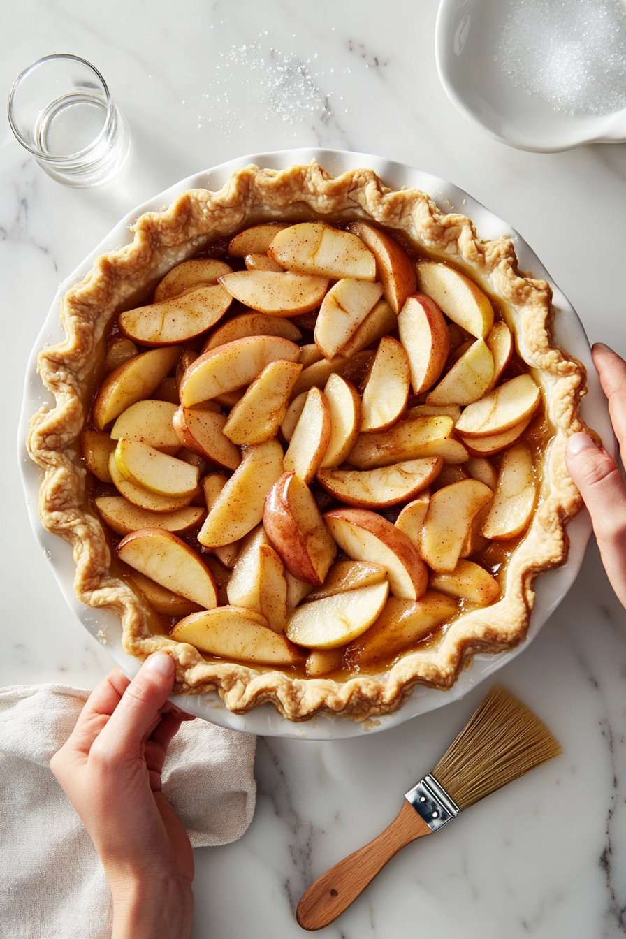 Filling the pie pan