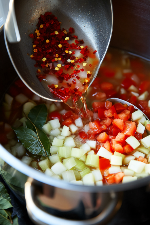 Pour in diced tomatoes with juices