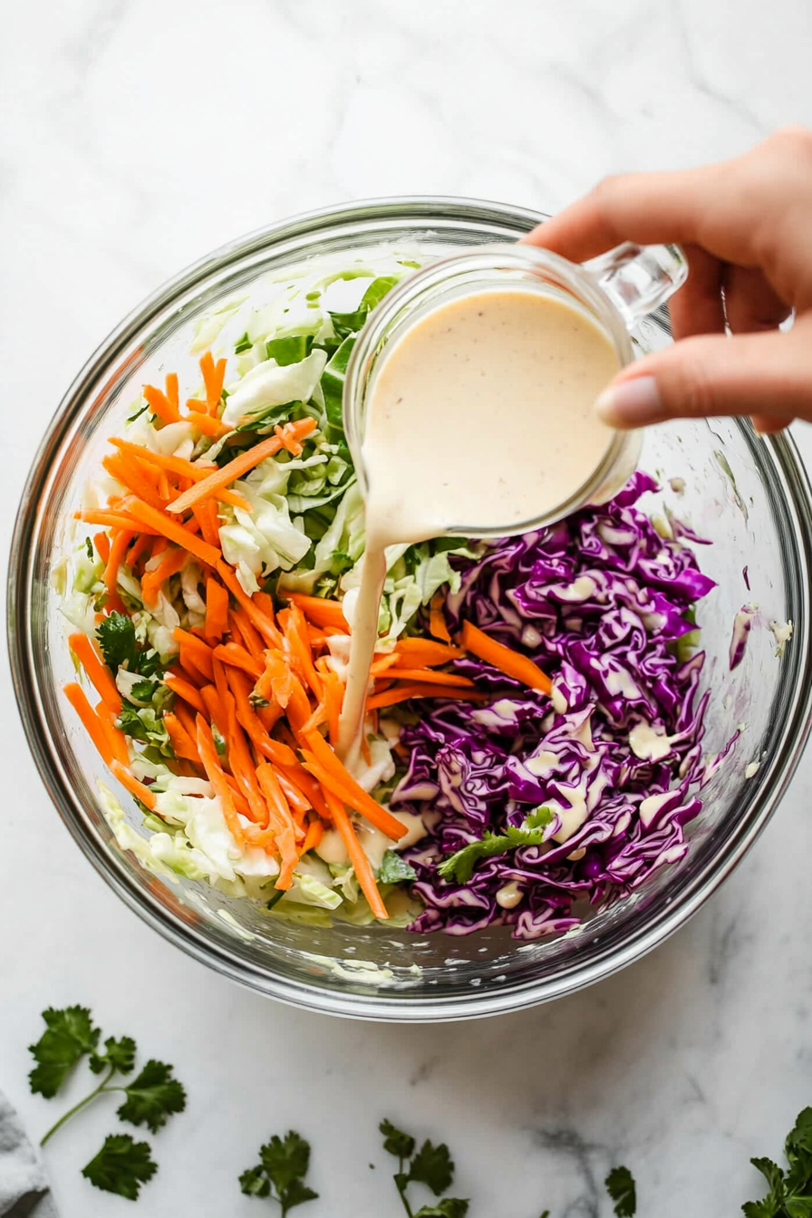 Pouring the Dressing Over the Vegetables