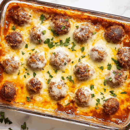 Easy Dump and Bake Meatball Casserole Recipe!