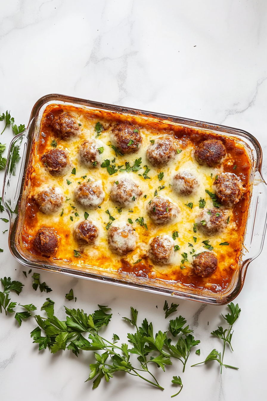 Easy Dump and Bake Meatball Casserole Recipe!