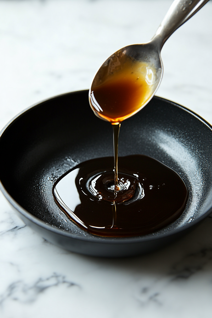 Melt butter in the skillet and pour in the sauce mixture. Stir continuously over medium heat