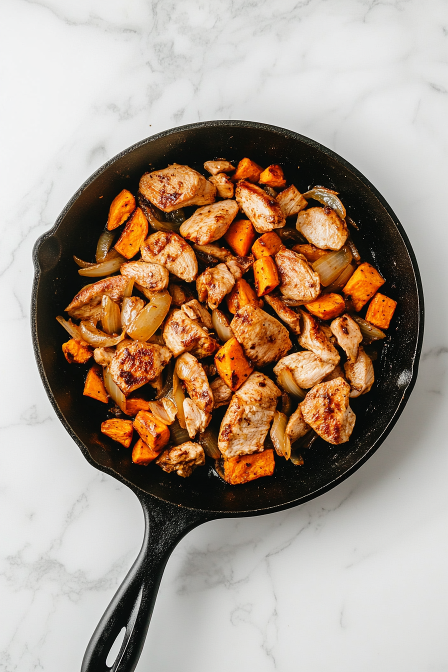 Return turkey to the skillet and stir to combine.