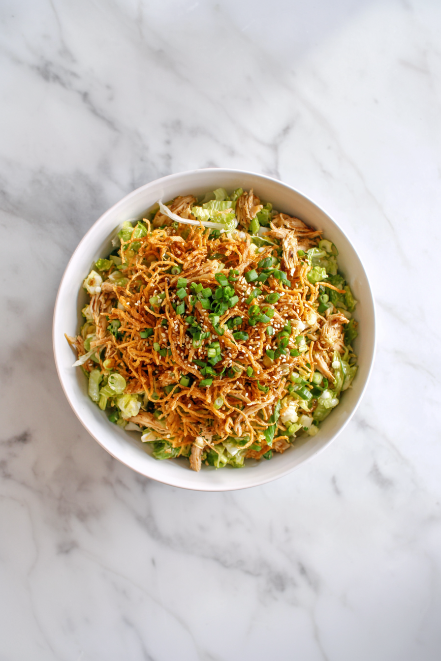 Top with crispy rice noodles just before serving for maximum crunch.
