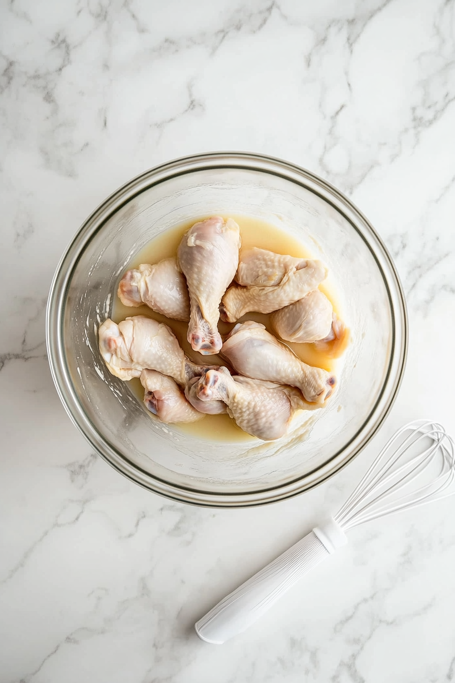 In a large bowl, whisk together buttermilk and beaten egg. Soak chicken pieces for 1–2 hours if possible.
