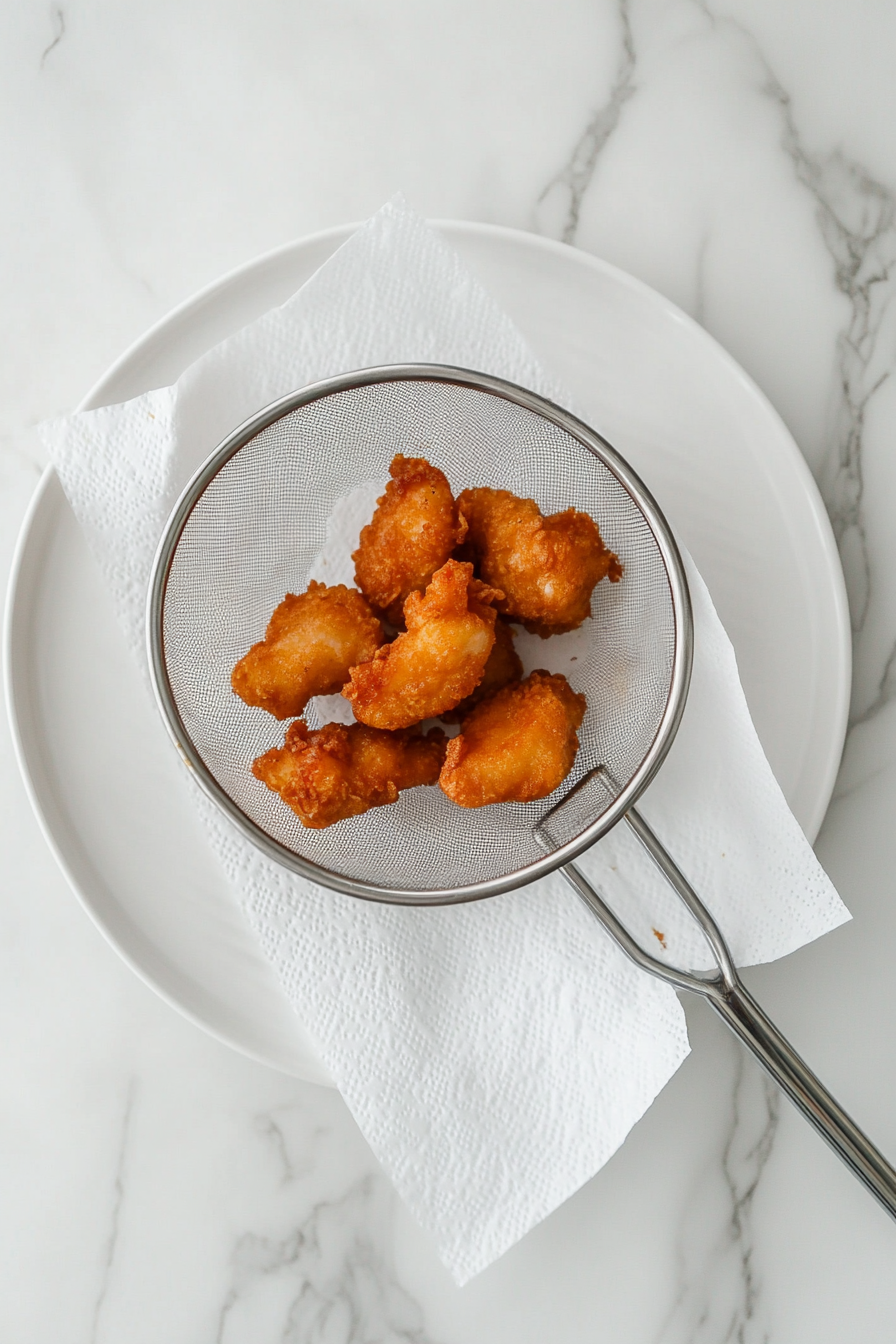 Remove with a slotted spoon and drain on paper towels.