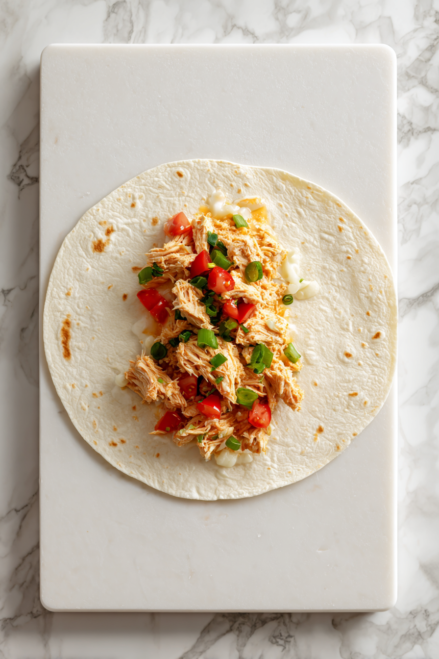 Spoon the filling into tortillas and roll them tightly into wraps.