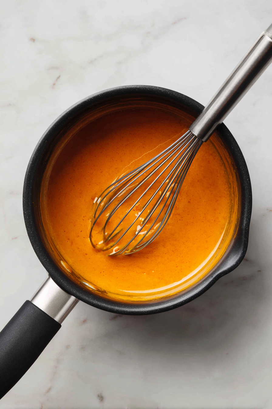 Keep whisking until the sauce is smooth and glossy.