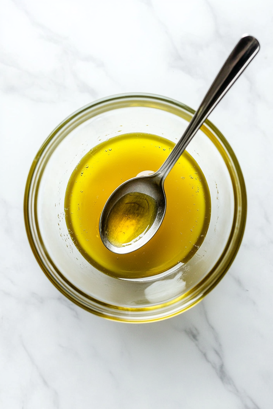 In another bowl, stir together Dijon mustard, olive oil, and honey until smooth.