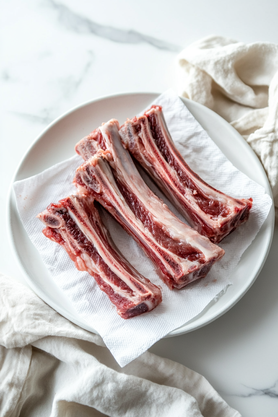 Pat the lamb ribs dry with paper towels.