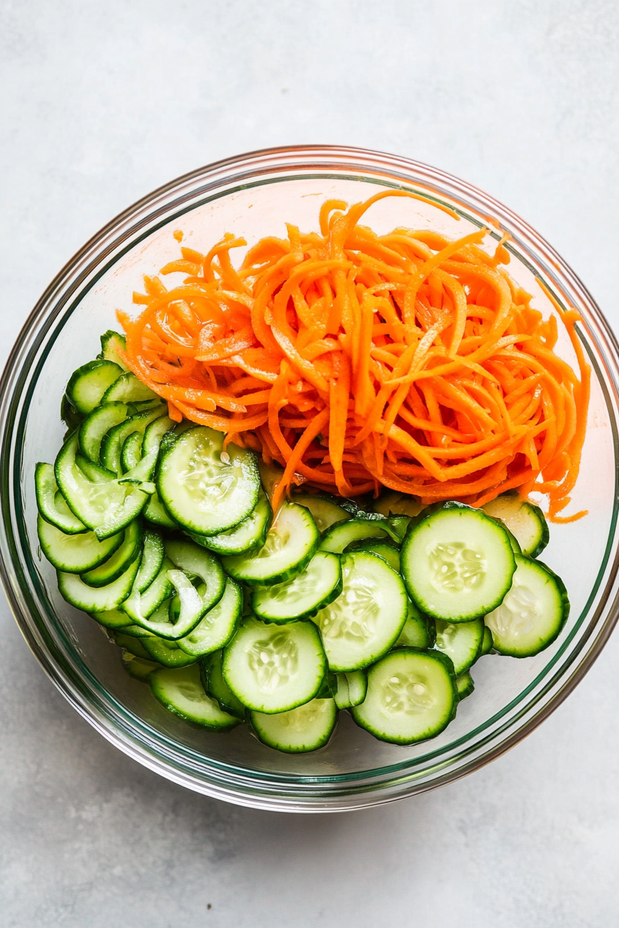 Let the pickled veggies sit for at least 10 minutes while the chicken rests.