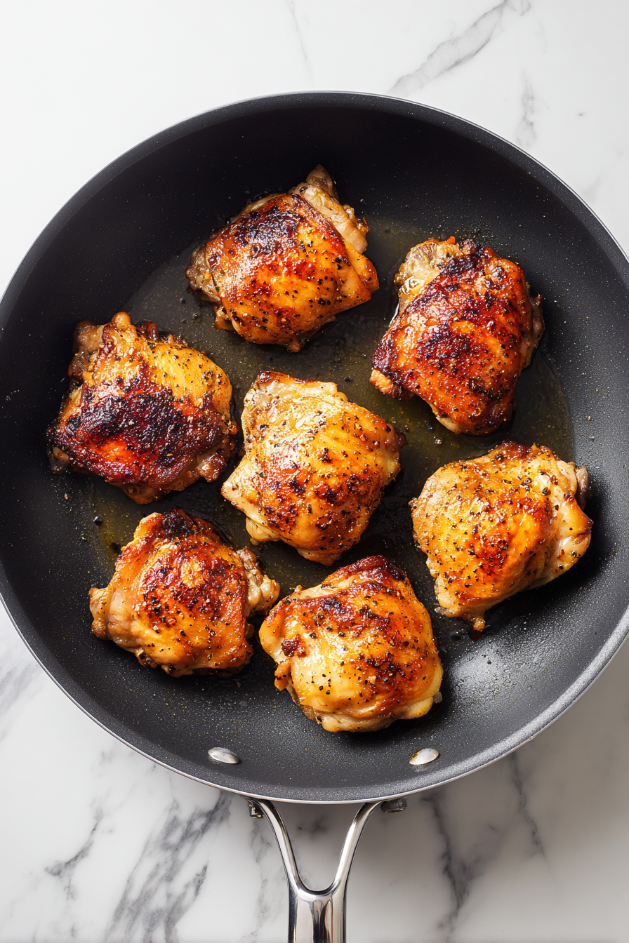 Heat oil in a large skillet and sear chicken on both sides until browned. Remove and set aside.