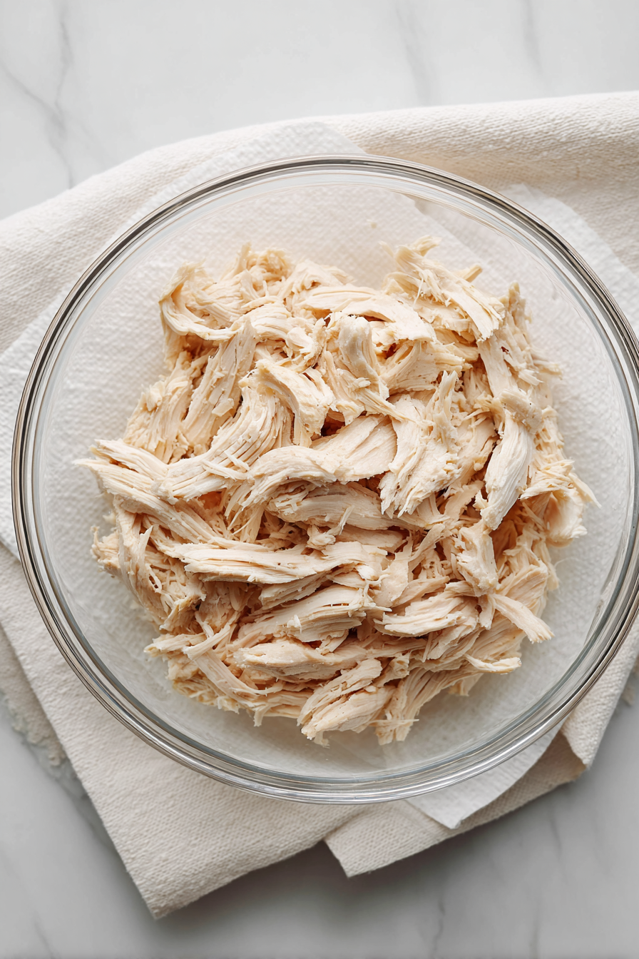 Cook and shred the chicken breast if not already done.