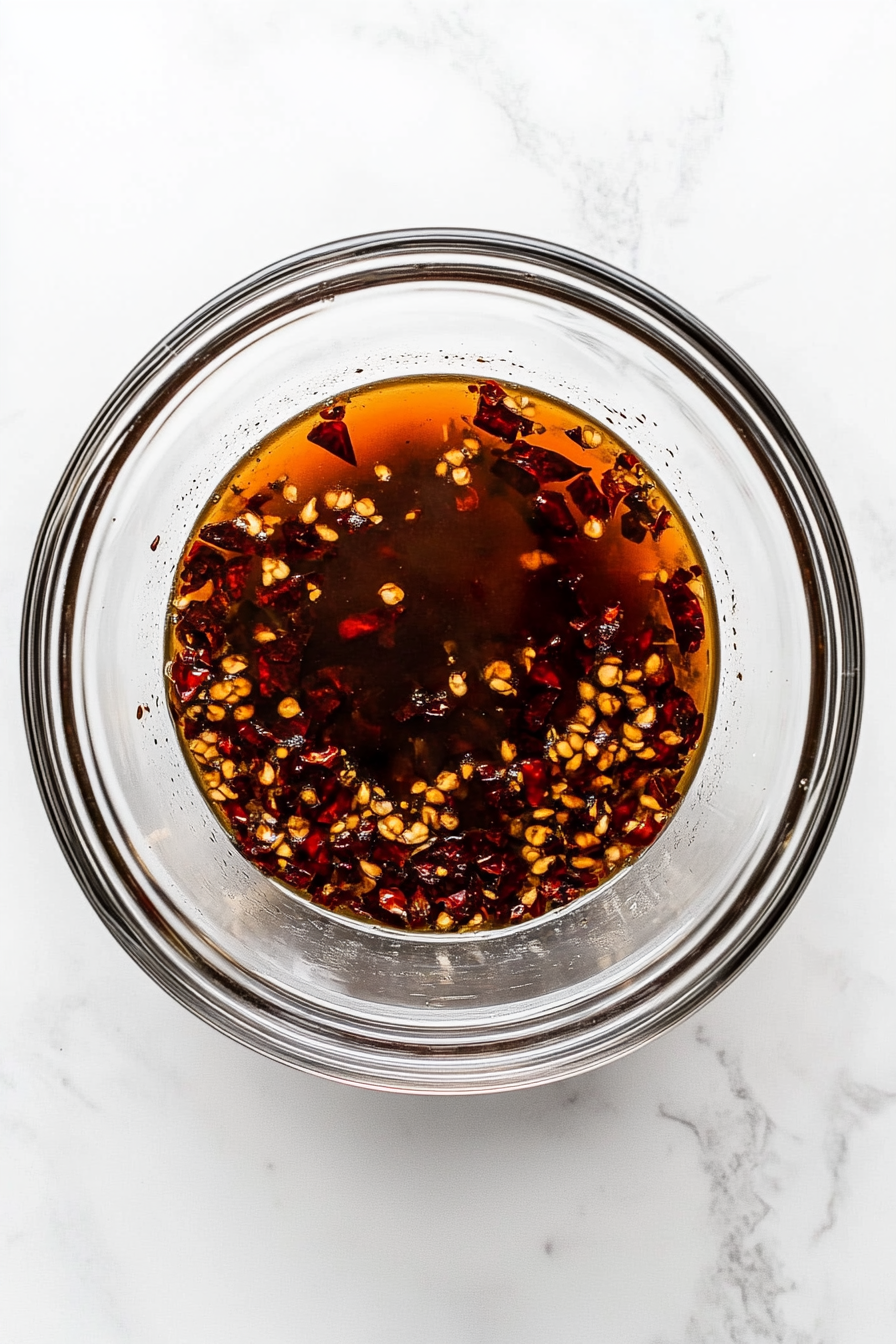 Soak chiles: While the stock simmers, soak guajillo, ancho, arbol, and optional pasilla chiles in hot water for 15–20 minutes.