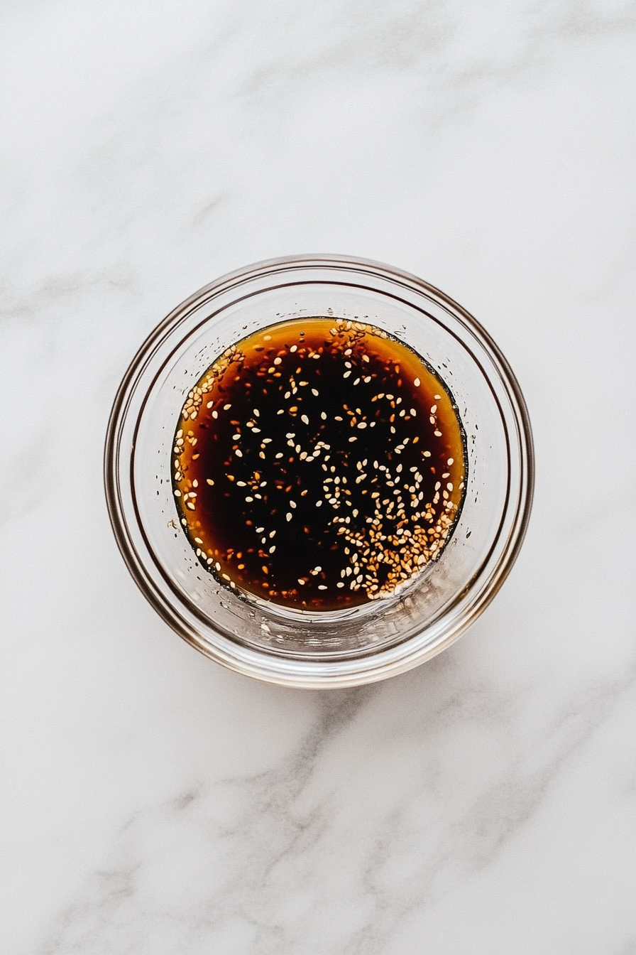 In a small bowl, whisk together all sesame vinaigrette ingredients until smooth.