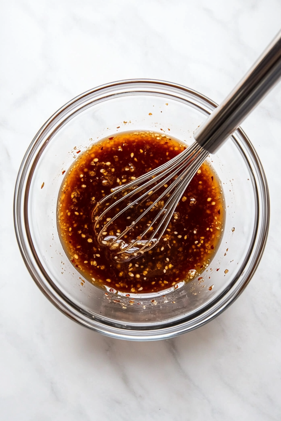 In a bowl, whisk together sweet chili sauce, soy sauce, brown sugar, sriracha, rice vinegar, fish sauce, garlic, lemongrass paste, lime juice, and sesame oil to make the glaze.