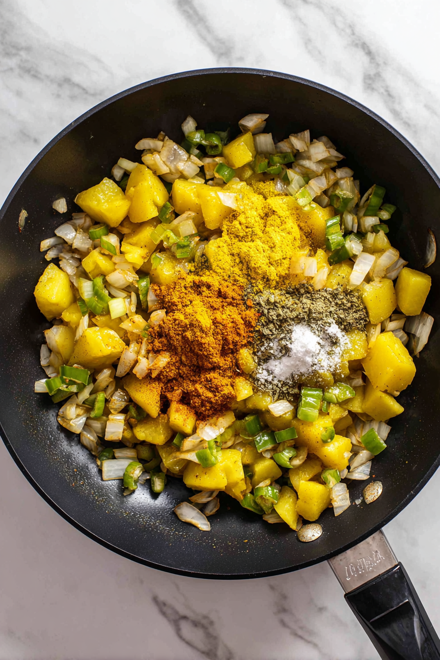 Add potatoes and cook on medium flame until tender.