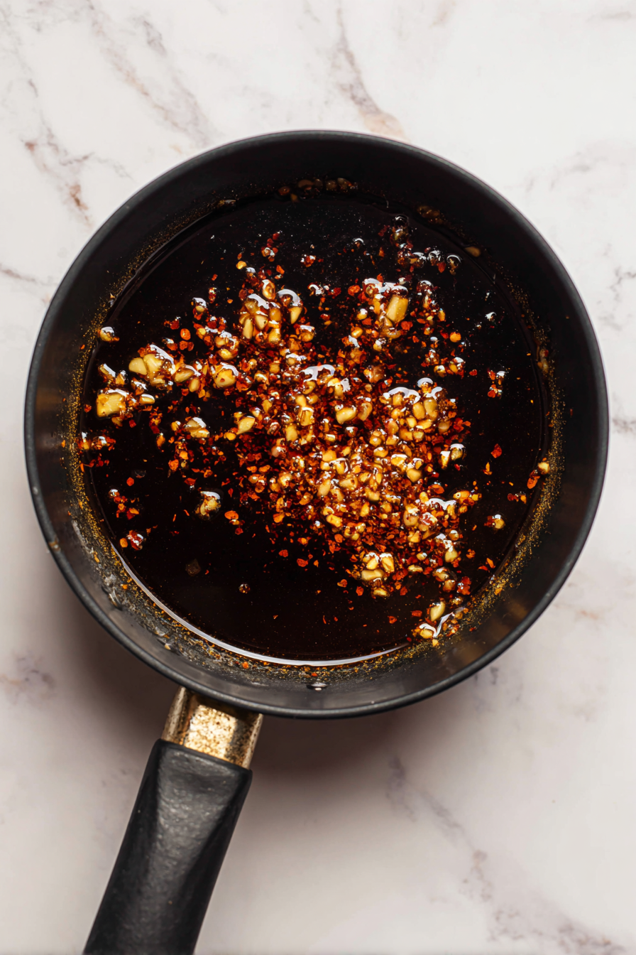 Stir in brown sugar and soy sauce, letting it slightly bubble.