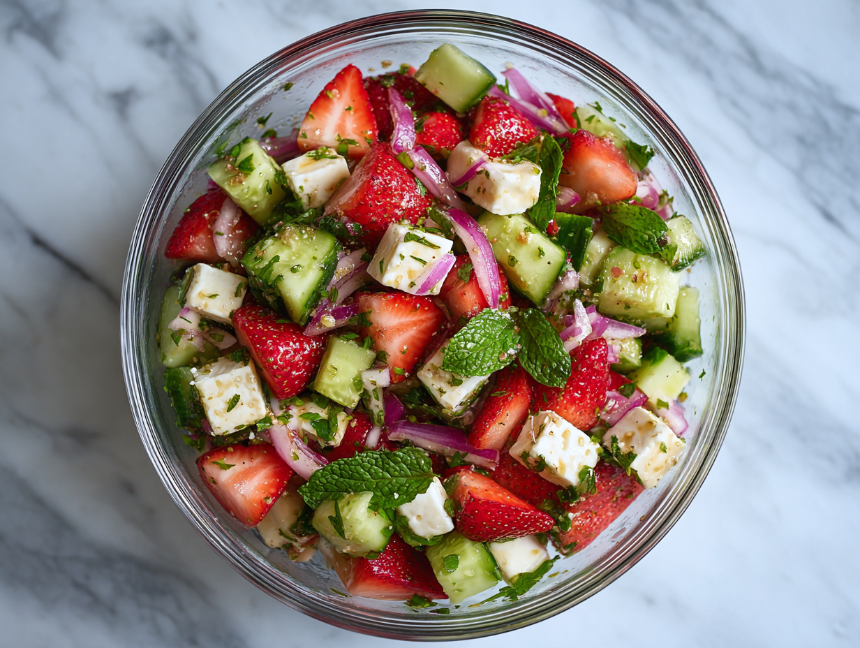 Easy Summer Cucumber Strawberry Salad Recipe!
